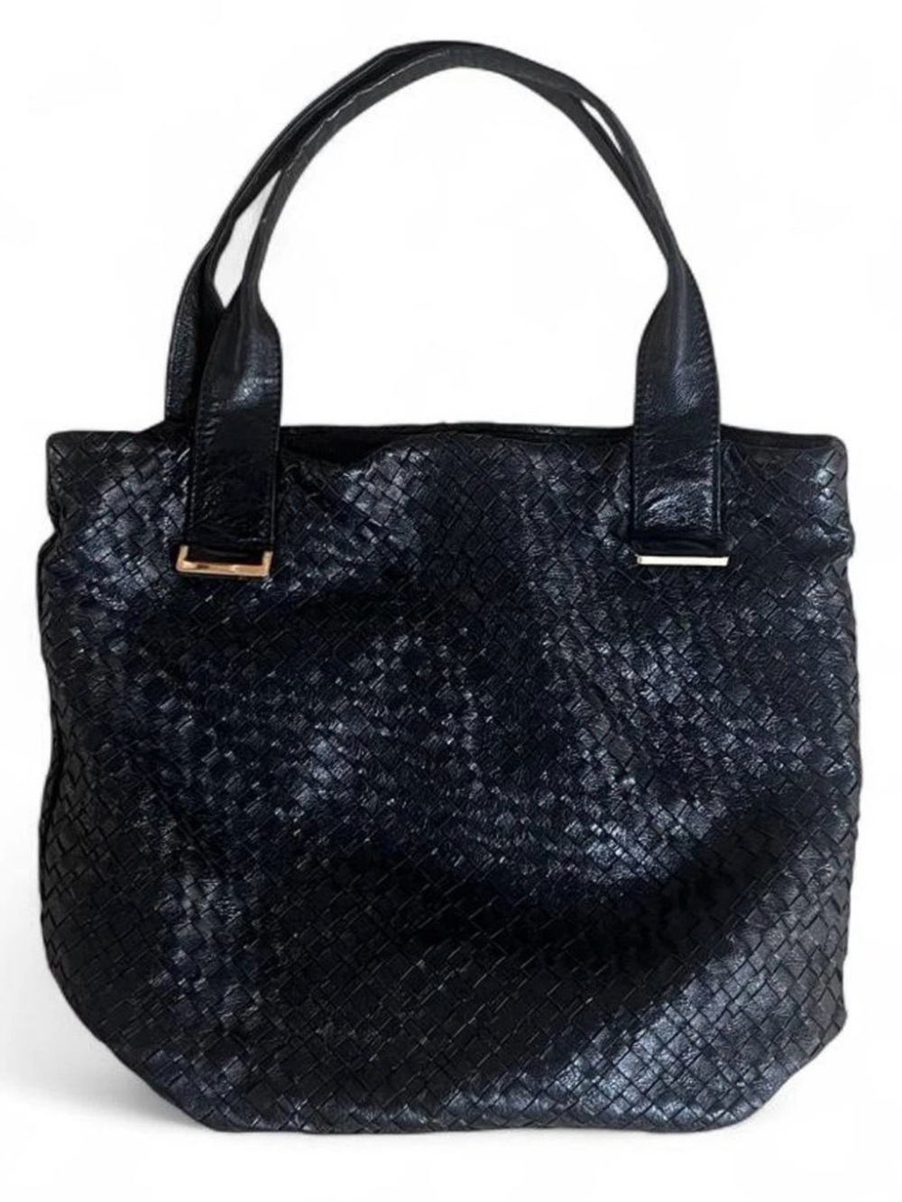 Elliott Lucca Black Woven Leather Tote